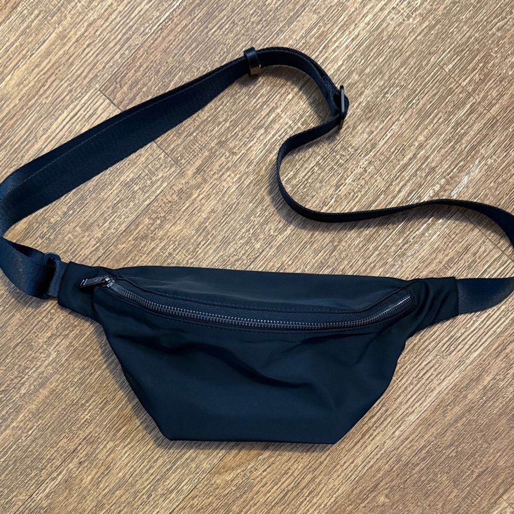 Black Nylon Crossbody Belt Bag